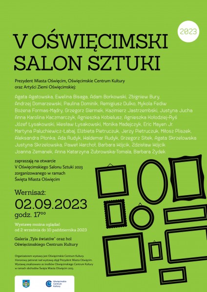 Zielony plakat V Oświęcimski salon sztuki