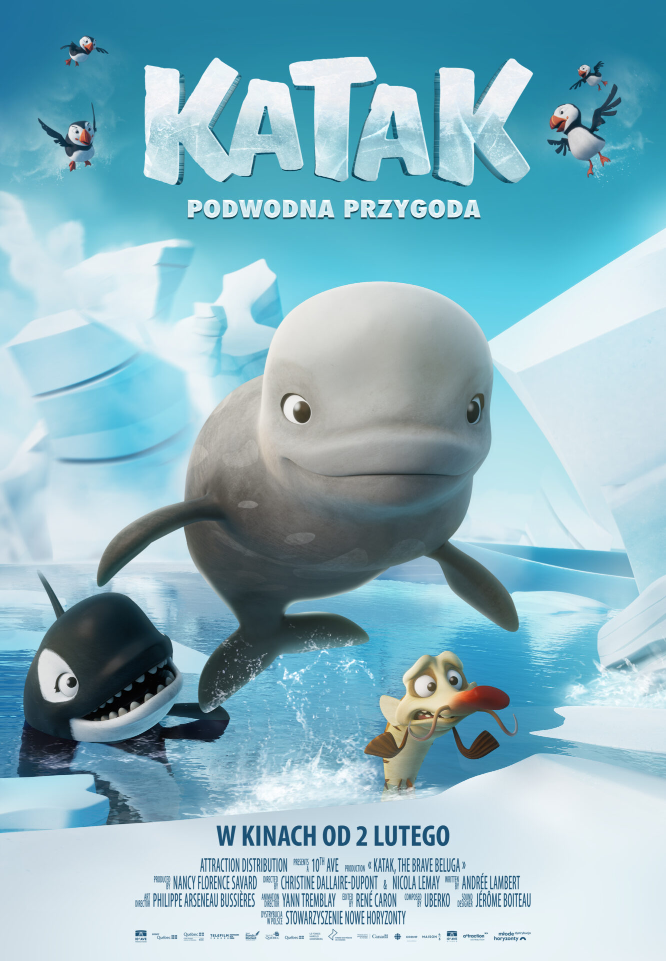 na plakacie wieloryb z filmu z towarzystwie innych zwierzaków