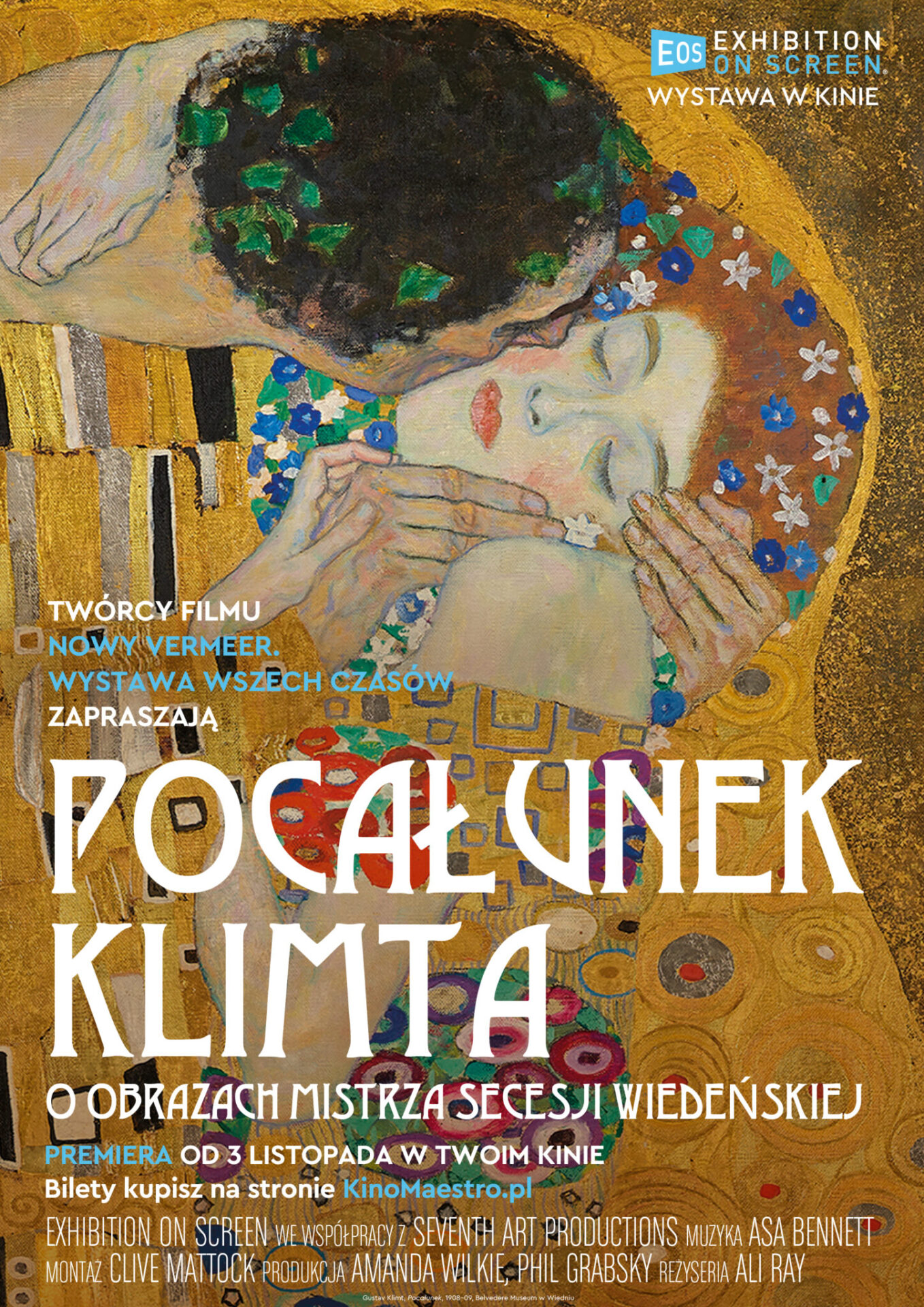 na plakacie fragment obrazu Pocałunek Klimta