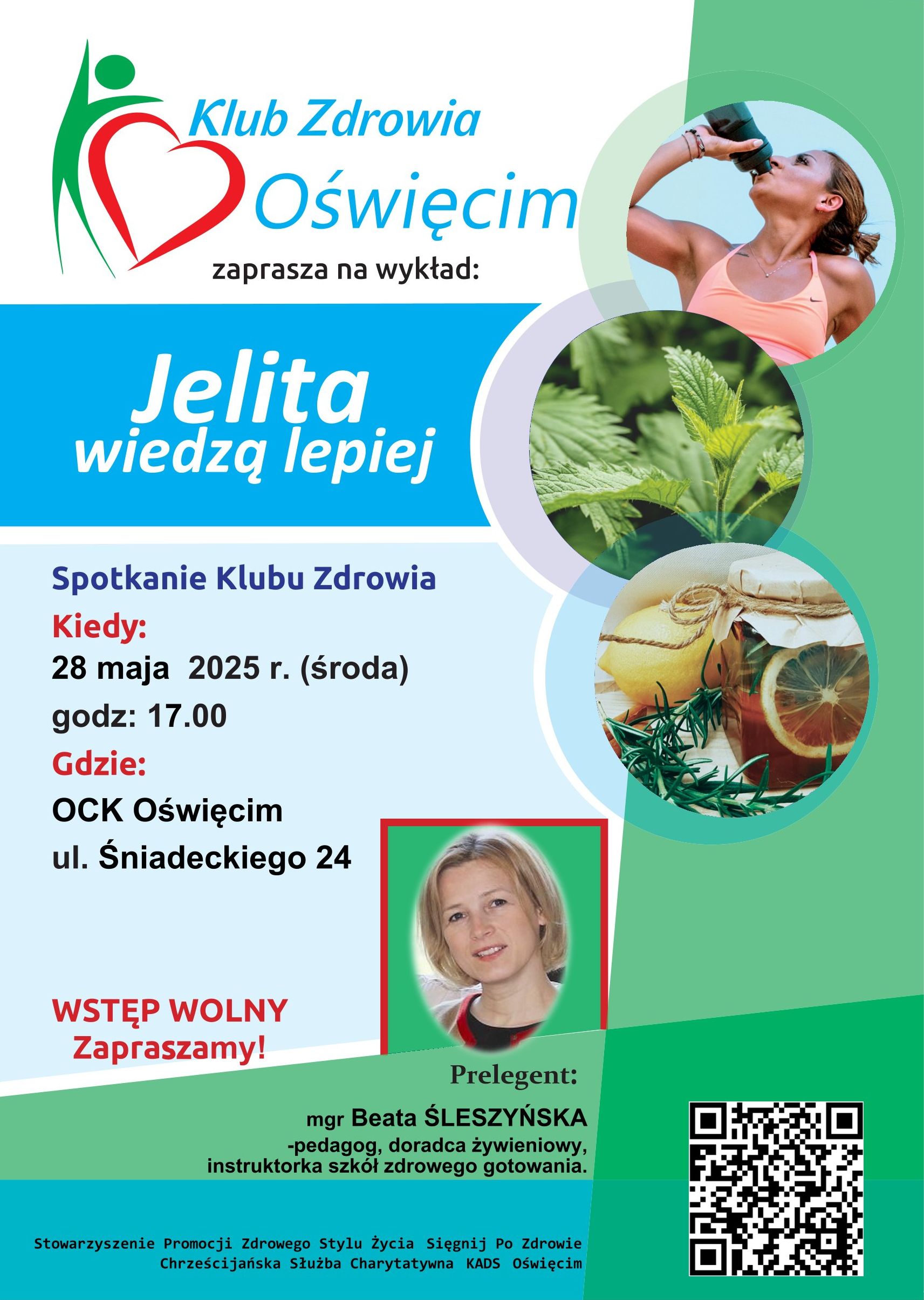 na plakacie collage zdjęć roślin i zdjęcie wykładowczyni z informacją tekstową