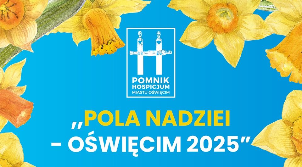 na obrazku logo hospicjum i żonkile