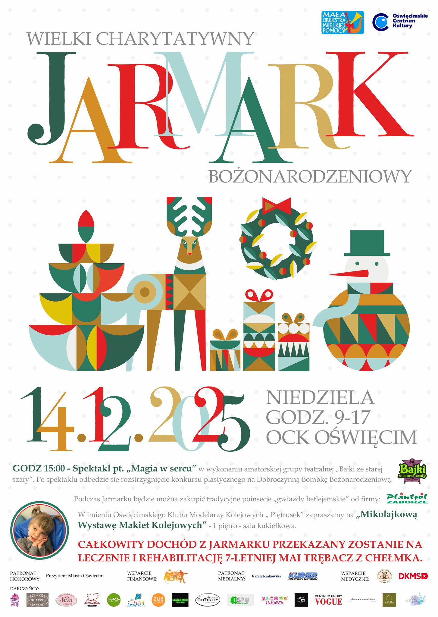 na plakacie ozdoby świąteczne i informacja tekstowa