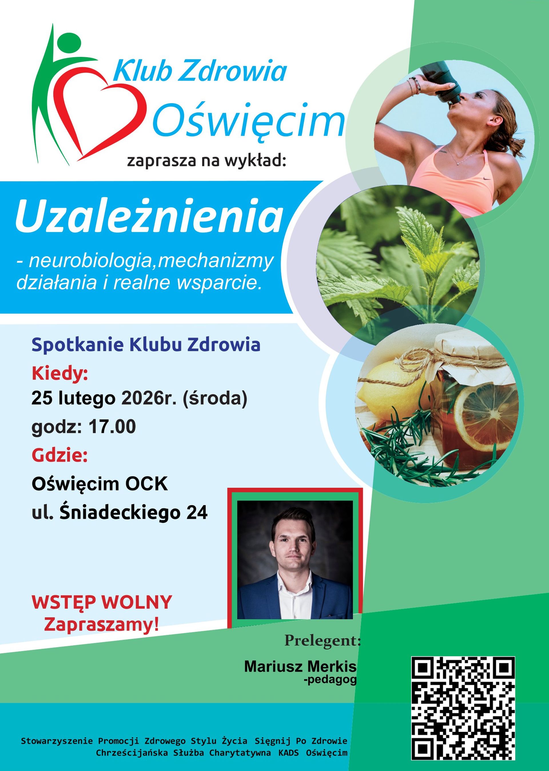 na plakacie collage zdjęć ziół i wykładowcy spotkania