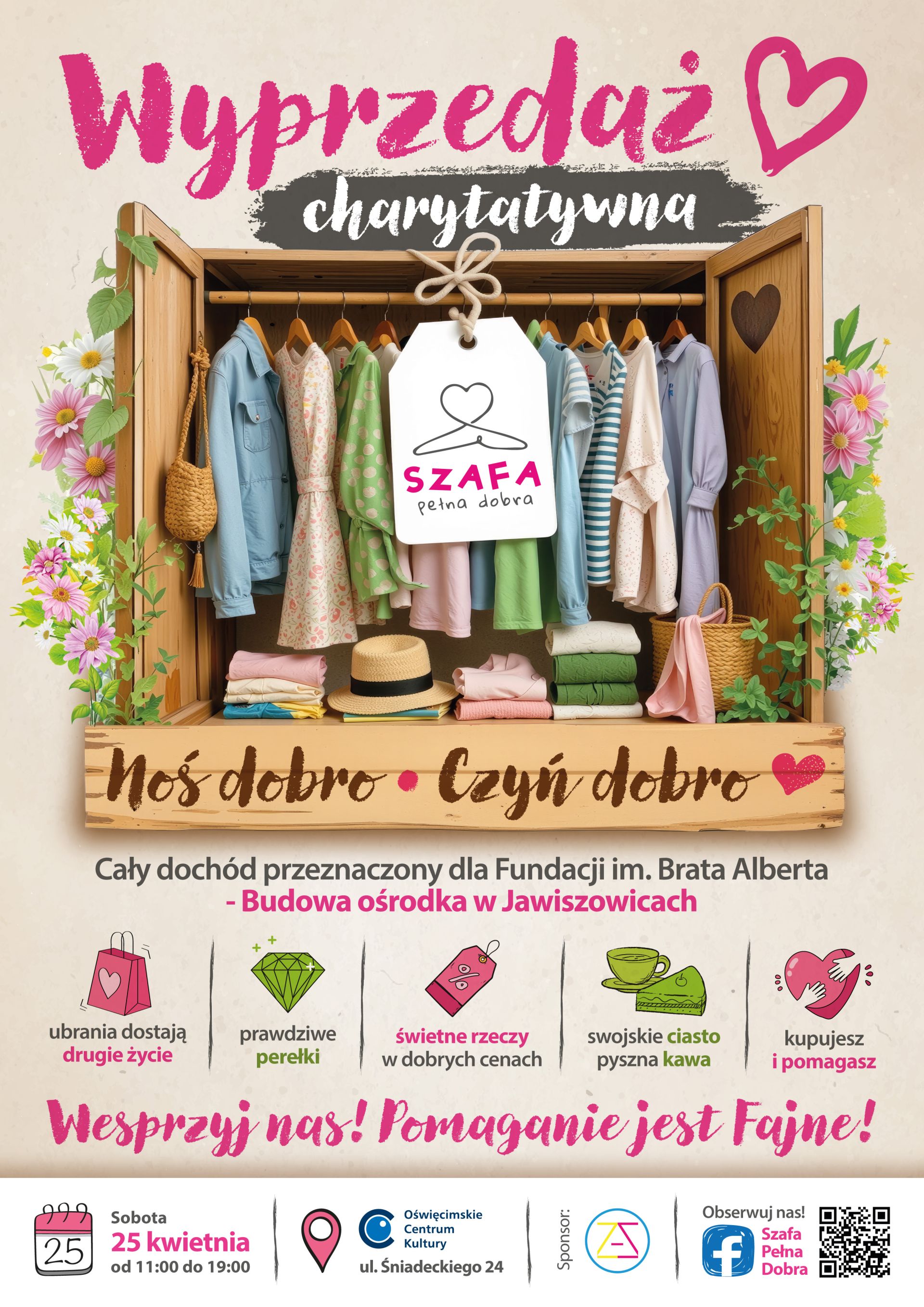 na plakacie szafa z ubraniami