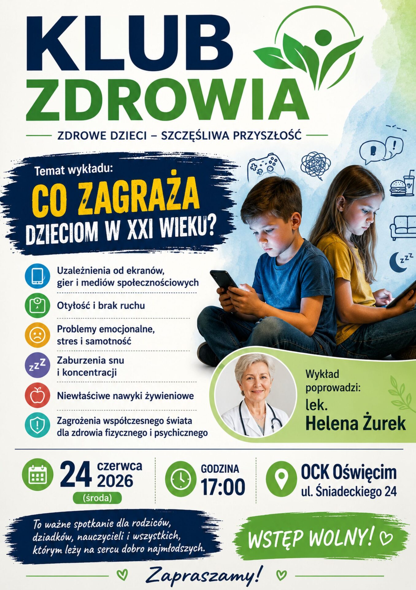 na plakacie informacje o spotkaniu Klubu Zdrowia