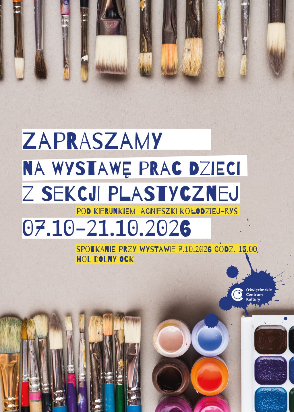 Na plakacie pędzle malarskie
