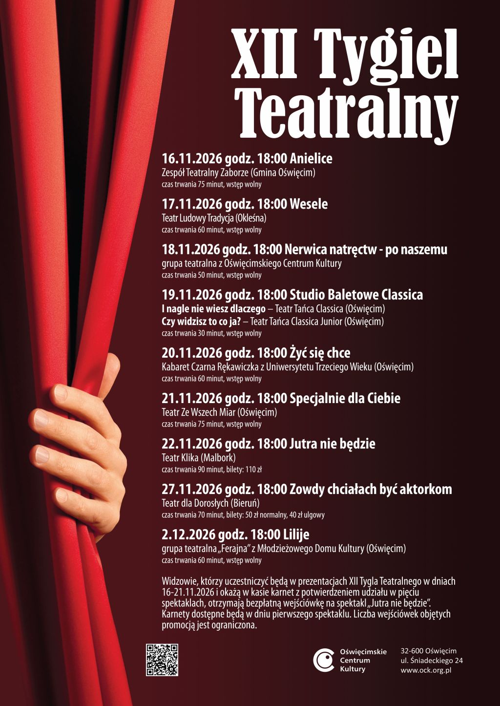na plakacie program tygla teatralnego